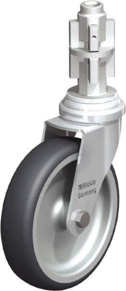 Blickle - 4" Diam x 63/64" Wide x 4-7/8" OAH Metal Expander Mount Swivel Caster - Rubber Elastomer (TPE), 154 Lb Capacity, Plain Bore Bearing, Metal Expander Stem - Americas Industrial Supply