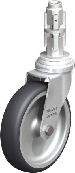 Blickle - 4" Diam x 63/64" Wide x 4-7/8" OAH Metal Expander Mount Swivel Caster - Rubber Elastomer (TPE), 154 Lb Capacity, Plain Bore Bearing, Metal Expander Stem - Americas Industrial Supply