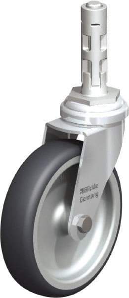 Blickle - 4" Diam x 63/64" Wide x 4-7/8" OAH Metal Expander Mount Swivel Caster - Rubber Elastomer (TPE), 154 Lb Capacity, Plain Bore Bearing, Metal Expander Stem - Americas Industrial Supply