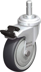 Blickle - 3" Diam x 63/64" Wide x 3-55/64" OAH Stem Mount Swivel Caster with Brake - Rubber Elastomer (TPE), 165 Lb Capacity, Ball Bearing, Friction Stem - Americas Industrial Supply