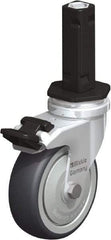 Blickle - 3" Diam x 63/64" Wide x 4" OAH Stem Mount Swivel Caster with Brake - Rubber Elastomer (TPE), 165 Lb Capacity, Ball Bearing, Square Stem - Americas Industrial Supply