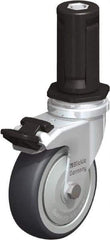 Blickle - 3" Diam x 63/64" Wide x 4" OAH Stem Mount Swivel Caster with Brake - Rubber Elastomer (TPE), 165 Lb Capacity, Ball Bearing, Round Stem - Americas Industrial Supply