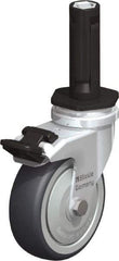 Blickle - 3" Diam x 63/64" Wide x 4" OAH Stem Mount Swivel Caster with Brake - Rubber Elastomer (TPE), 165 Lb Capacity, Ball Bearing, Round Stem - Americas Industrial Supply