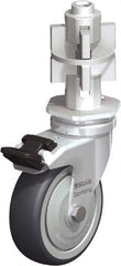Blickle - 3" Diam x 63/64" Wide x 4" OAH Metal Expander Mount Swivel Caster with Brake - Rubber Elastomer (TPE), 165 Lb Capacity, Ball Bearing, Metal Expander Stem - Americas Industrial Supply