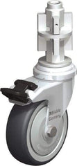 Blickle - 3" Diam x 63/64" Wide x 4" OAH Metal Expander Mount Swivel Caster with Brake - Rubber Elastomer (TPE), 165 Lb Capacity, Ball Bearing, Metal Expander Stem - Americas Industrial Supply