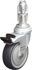 Blickle - 3" Diam x 63/64" Wide x 4" OAH Metal Expander Mount Swivel Caster with Brake - Rubber Elastomer (TPE), 165 Lb Capacity, Ball Bearing, Metal Expander Stem - Americas Industrial Supply