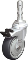 Blickle - 3" Diam x 63/64" Wide x 4" OAH Metal Expander Mount Swivel Caster with Brake - Rubber Elastomer (TPE), 165 Lb Capacity, Ball Bearing, Metal Expander Stem - Americas Industrial Supply
