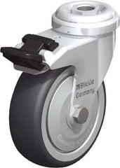 Blickle - 3" Diam x 63/64" Wide x 3-27/32" OAH Hollow Kingpin Mount Swivel Caster with Brake - Rubber Elastomer (TPE), 165 Lb Capacity, Ball Bearing, Hollow Kingpin Stem - Americas Industrial Supply