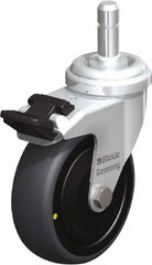 Blickle - 3" Diam x 63/64" Wide x 3-27/32" OAH Stem Mount Swivel Caster with Brake - Rubber Elastomer (TPE), 110 Lb Capacity, Ball Bearing, Friction Stem - Americas Industrial Supply