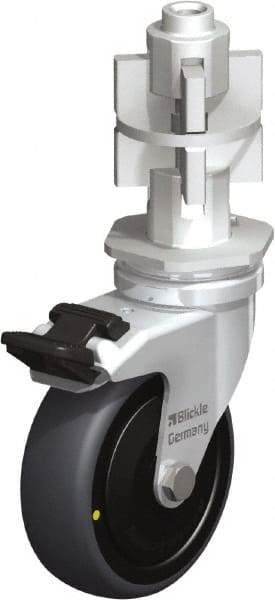 Blickle - 3" Diam x 63/64" Wide x 4" OAH Metal Expander Mount Swivel Caster with Brake - Rubber Elastomer (TPE), 110 Lb Capacity, Ball Bearing, Metal Expander Stem - Americas Industrial Supply