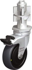 Blickle - 3" Diam x 63/64" Wide x 4" OAH Metal Expander Mount Swivel Caster with Brake - Rubber Elastomer (TPE), 110 Lb Capacity, Ball Bearing, Metal Expander Stem - Americas Industrial Supply