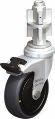 Blickle - 3" Diam x 63/64" Wide x 4" OAH Metal Expander Mount Swivel Caster with Brake - Rubber Elastomer (TPE), 110 Lb Capacity, Ball Bearing, Metal Expander Stem - Americas Industrial Supply