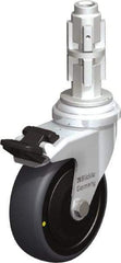 Blickle - 3" Diam x 63/64" Wide x 4" OAH Metal Expander Mount Swivel Caster with Brake - Rubber Elastomer (TPE), 110 Lb Capacity, Ball Bearing, Metal Expander Stem - Americas Industrial Supply