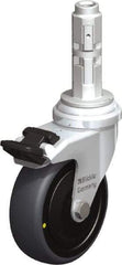 Blickle - 3" Diam x 63/64" Wide x 4" OAH Metal Expander Mount Swivel Caster with Brake - Rubber Elastomer (TPE), 110 Lb Capacity, Ball Bearing, Metal Expander Stem - Americas Industrial Supply