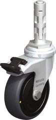 Blickle - 3" Diam x 63/64" Wide x 4" OAH Metal Expander Mount Swivel Caster with Brake - Rubber Elastomer (TPE), 110 Lb Capacity, Ball Bearing, Metal Expander Stem - Americas Industrial Supply