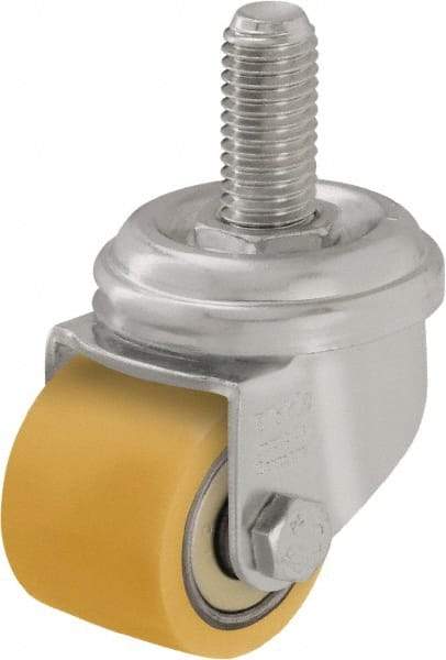 Blickle - 1-1/2" Diam x 1-1/16" Wide x 2" OAH Stem Mount Swivel Caster - Polyurethane-Elastomer Blickle Extrathane, 176 Lb Capacity, Ball Bearing, 3/8" Threaded Stem - Americas Industrial Supply