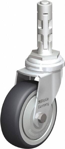 Blickle - 3" Diam x 63/64" Wide x 4" OAH Metal Expander Mount Swivel Caster - Rubber Elastomer (TPE), 165 Lb Capacity, Ball Bearing, Metal Expander Stem - Americas Industrial Supply