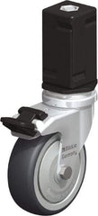 Blickle - 3" Diam x 63/64" Wide x 4" OAH Stem Mount Swivel Caster with Brake - Rubber Elastomer (TPE), 165 Lb Capacity, Ball Bearing, Square Stem - Americas Industrial Supply