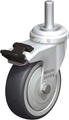 Blickle - 3" Diam x 63/64" Wide x 3-27/32" OAH Stem Mount Swivel Caster with Brake - Rubber Elastomer (TPE), 165 Lb Capacity, Ball Bearing, 3/8 x 1-13/16" Threaded Stem - Americas Industrial Supply