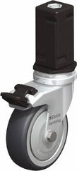 Blickle - 3" Diam x 63/64" Wide x 4" OAH Stem Mount Swivel Caster with Brake - Rubber Elastomer (TPE), 165 Lb Capacity, Ball Bearing, Square Stem - Americas Industrial Supply