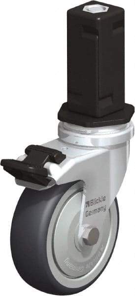 Blickle - 3" Diam x 63/64" Wide x 4" OAH Stem Mount Swivel Caster with Brake - Rubber Elastomer (TPE), 165 Lb Capacity, Ball Bearing, Square Stem - Americas Industrial Supply
