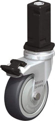 Blickle - 3" Diam x 63/64" Wide x 4" OAH Stem Mount Swivel Caster with Brake - Rubber Elastomer (TPE), 165 Lb Capacity, Ball Bearing, Square Stem - Americas Industrial Supply