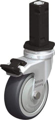 Blickle - 3" Diam x 63/64" Wide x 4" OAH Stem Mount Swivel Caster with Brake - Rubber Elastomer (TPE), 165 Lb Capacity, Ball Bearing, Square Stem - Americas Industrial Supply
