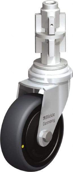 Blickle - 3" Diam x 63/64" Wide x 4" OAH Metal Expander Mount Swivel Caster - Rubber Elastomer (TPE), 110 Lb Capacity, Ball Bearing, Metal Expander Stem - Americas Industrial Supply