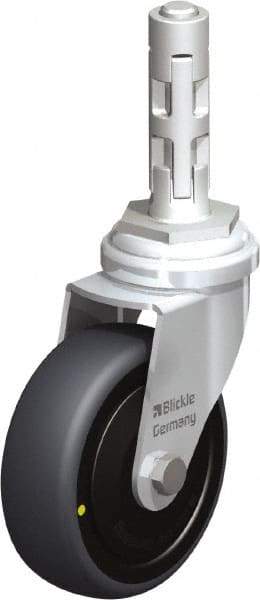 Blickle - 3" Diam x 63/64" Wide x 4" OAH Metal Expander Mount Swivel Caster - Rubber Elastomer (TPE), 110 Lb Capacity, Ball Bearing, Metal Expander Stem - Americas Industrial Supply