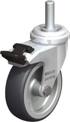 Blickle - 3" Diam x 63/64" Wide x 3-27/32" OAH Stem Mount Swivel Caster with Brake - Rubber Elastomer (TPE), 165 Lb Capacity, Plain Bore Bearing, 3/8" Threaded Stem - Americas Industrial Supply