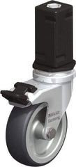 Blickle - 3" Diam x 63/64" Wide x 4" OAH Stem Mount Swivel Caster with Brake - Rubber Elastomer (TPE), 165 Lb Capacity, Plain Bore Bearing, Square Stem - Americas Industrial Supply