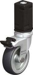 Blickle - 3" Diam x 63/64" Wide x 4" OAH Stem Mount Swivel Caster with Brake - Rubber Elastomer (TPE), 165 Lb Capacity, Plain Bore Bearing, Square Stem - Americas Industrial Supply
