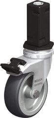Blickle - 3" Diam x 63/64" Wide x 4" OAH Stem Mount Swivel Caster with Brake - Rubber Elastomer (TPE), 165 Lb Capacity, Plain Bore Bearing, Square Stem - Americas Industrial Supply