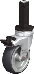 Blickle - 3" Diam x 63/64" Wide x 4" OAH Stem Mount Swivel Caster with Brake - Rubber Elastomer (TPE), 165 Lb Capacity, Plain Bore Bearing, Square Stem - Americas Industrial Supply