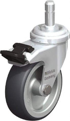 Blickle - 3" Diam x 63/64" Wide x 3-55/64" OAH Stem Mount Swivel Caster with Brake - Rubber Elastomer (TPE), 165 Lb Capacity, Plain Bore Bearing, Friction Stem - Americas Industrial Supply