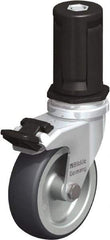Blickle - 3" Diam x 63/64" Wide x 4" OAH Stem Mount Swivel Caster with Brake - Rubber Elastomer (TPE), 165 Lb Capacity, Plain Bore Bearing, Round Stem - Americas Industrial Supply