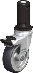 Blickle - 3" Diam x 63/64" Wide x 4" OAH Stem Mount Swivel Caster with Brake - Rubber Elastomer (TPE), 165 Lb Capacity, Plain Bore Bearing, Round Stem - Americas Industrial Supply