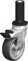 Blickle - 3" Diam x 63/64" Wide x 4" OAH Stem Mount Swivel Caster with Brake - Rubber Elastomer (TPE), 165 Lb Capacity, Plain Bore Bearing, Round Stem - Americas Industrial Supply