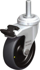 Blickle - 3" Diam x 63/64" Wide x 3-27/32" OAH Stem Mount Swivel Caster with Brake - Rubber Elastomer (TPE), 110 Lb Capacity, Plain Bore Bearing, 3/8 x 1-13/16" Threaded Stem - Americas Industrial Supply