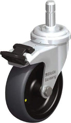 Blickle - 3" Diam x 63/64" Wide x 3-27/32" OAH Stem Mount Swivel Caster with Brake - Rubber Elastomer (TPE), 110 Lb Capacity, Plain Bore Bearing, Friction Stem - Americas Industrial Supply