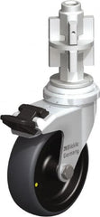 Blickle - 3" Diam x 63/64" Wide x 4" OAH Metal Expander Mount Swivel Caster with Brake - Rubber Elastomer (TPE), 110 Lb Capacity, Plain Bore Bearing, Metal Expander Stem - Americas Industrial Supply