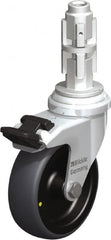 Blickle - 3" Diam x 63/64" Wide x 4" OAH Metal Expander Mount Swivel Caster with Brake - Rubber Elastomer (TPE), 110 Lb Capacity, Plain Bore Bearing, Metal Expander Stem - Americas Industrial Supply