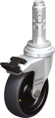 Blickle - 3" Diam x 63/64" Wide x 4" OAH Metal Expander Mount Swivel Caster with Brake - Rubber Elastomer (TPE), 110 Lb Capacity, Plain Bore Bearing, Metal Expander Stem - Americas Industrial Supply