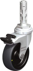 Blickle - 3" Diam x 63/64" Wide x 4" OAH Metal Expander Mount Swivel Caster with Brake - Rubber Elastomer (TPE), 110 Lb Capacity, Plain Bore Bearing, Metal Expander Stem - Americas Industrial Supply