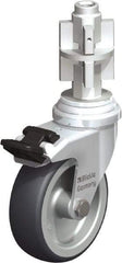 Blickle - 3" Diam x 63/64" Wide x 4" OAH Metal Expander Mount Swivel Caster with Brake - Rubber Elastomer (TPE), 165 Lb Capacity, Plain Bore Bearing, Metal Expander Stem - Americas Industrial Supply