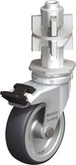 Blickle - 3" Diam x 63/64" Wide x 4" OAH Metal Expander Mount Swivel Caster with Brake - Rubber Elastomer (TPE), 165 Lb Capacity, Plain Bore Bearing, Metal Expander Stem - Americas Industrial Supply