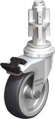 Blickle - 3" Diam x 63/64" Wide x 4" OAH Metal Expander Mount Swivel Caster with Brake - Rubber Elastomer (TPE), 165 Lb Capacity, Plain Bore Bearing, Metal Expander Stem - Americas Industrial Supply