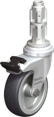 Blickle - 3" Diam x 63/64" Wide x 4" OAH Metal Expander Mount Swivel Caster with Brake - Rubber Elastomer (TPE), 165 Lb Capacity, Plain Bore Bearing, Metal Expander Stem - Americas Industrial Supply