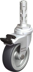 Blickle - 3" Diam x 63/64" Wide x 4" OAH Metal Expander Mount Swivel Caster with Brake - Rubber Elastomer (TPE), 165 Lb Capacity, Plain Bore Bearing, Metal Expander Stem - Americas Industrial Supply