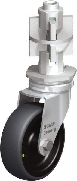 Blickle - 3" Diam x 63/64" Wide x 4" OAH Metal Expander Mount Swivel Caster - Rubber Elastomer (TPE), 110 Lb Capacity, Plain Bore Bearing, Metal Expander Stem - Americas Industrial Supply